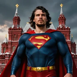 stalin as superman, red son, socialist realism, sovietwave aesthetic, hammer and sickle, red square moscow, groundbreaking, award winning, breathtaking, superb, epic, hyper realistic, ultra detailed picture, intricate digital art, trending artstation, 8 k, unreal 5, arnold gpu + octane workflow, volumetric lighting, rich moody colors, fan art, concept art, comic book style