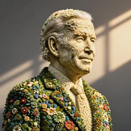 A floral sculpture of Joe Biden