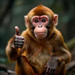 happy monkey giving a thumbs up, digital art, dramatic lighting