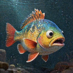 A crazy fish in Alcatraz, stunning digital art, high detail, in the style of artgerm, artstation, cgsociety, dramatic lighting, pixar