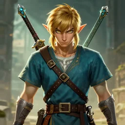 an in game portrait of link from doom eternal, doom eternal art style.