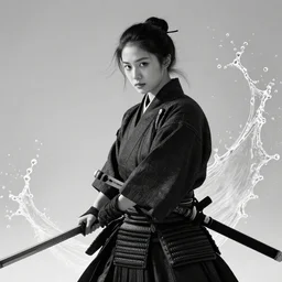 highly detailed beautiful black and white photography of a samurai, splash, sharp focus, dynamic lighting, elegant harmony, beauty, masterpiece, by riccardo federici, by craig mullins, by lois van baarle, by makoto shinkai, by greg tocchini, by greg rutkowski