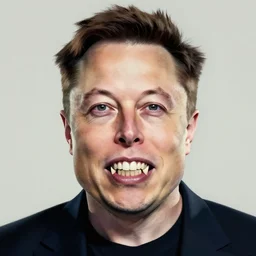 painted portrait of elon musk with tusks coming out from the mouth