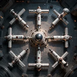 top down view, floor layout of a space station for a sci-fi tabletop roleplaying game