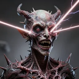 headless jason fused with a epic weirdly poltergeist lovecraft space headless demon in agony, spiky skin, creepy, melting, supernova laser beams, creepy, photo, portrait, 3 d, high details, intricate details, by vincent di fate, artgerm julie bell beeple, 9 0 s, smooth gradients, volumetric lightning, high contrast, duo tone, depth of field, very coherent symmetrical artwork