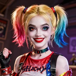 biopunk portrait of harley quinn, Pixar style, by Tristan Eaton Stanley Artgerm and Tom Bagshaw.