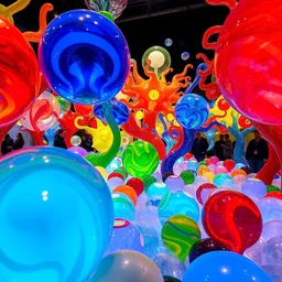 a huge game of marbles designed by dale chihuly