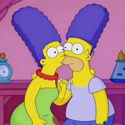 a real life marge simpson kissing a real life homer simpson