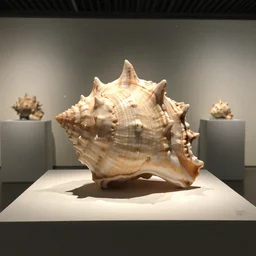 see urchin shell, expositon view, soft ambien lighting