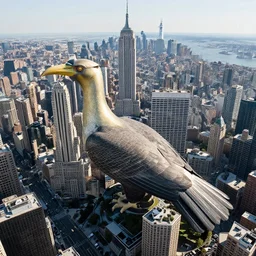 aerial of a giant bird in new york,