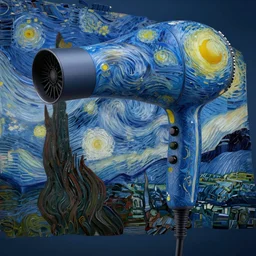 a hair dryer painted by van gogh