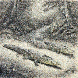 A pencil sketch of three crocodiles walking to a stream in a deep forest , very high detailed