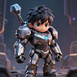 portrait anime android tiny boy with a mjolnir powered assault armor, style artstation, style greg rutkowsk, octane render, unreal engine 6, epic game graphics, fantasy, ciberpunk, conceptual art, ray tracing