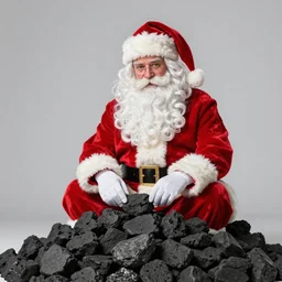 realistic photo of santa claus sitting atop his pile of coal —n 4