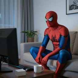 Spiderman watching TV