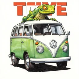 a comic book cover depicting vw bush as a reptilian, charles burns, color micron pen!!!