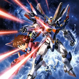 galactic mech fights, lasers and plasma splash by makoto shinkai and hidari and wlop