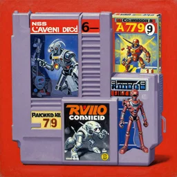 1 9 7 9 retro box art nes. commodore 6 4. raven droid. contra. coherent. keith parkinson. oil on canvas