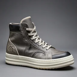 hypermaximalist rick owens ramones high - top sneaker, highly detailed and intricate, product photo, 8 k, 5 0 mm, f 3. 4