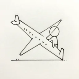 simple geometry drawing. person flying