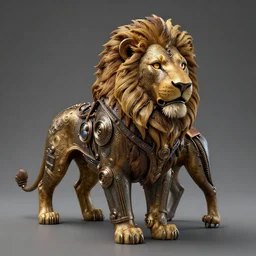 a steampunk! lion, extremely detailed, highly intricate, product photography, studio lighting