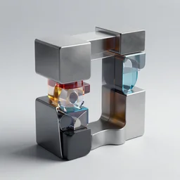 constructivism sculpture made of rounded edge tetris, steel & acrylic, octane render, trending on artstation