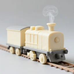 locomotive train made out of tofu