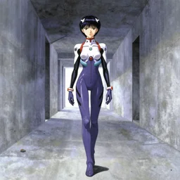 beautiful coherent award-winning manga OVA DVD cover art of a mysterious lonely cyborg anime woman wearing a plugsuit and traversing an endless concrete hallway, anime, animated, painted by tsutomu nihei