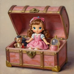 a vintage polly pocket in a chest house, hyperrealistic, highly detailed, beautiful, cgssociety, artstation, 8 k, oil painting, digital art
