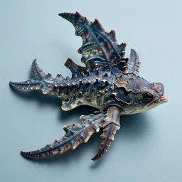 photo of an exotic large sea creature, plain light blue background, dslr, fine details, soft light, in the style of murakami