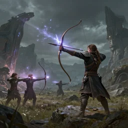 lighting strike's archers arrow , fantasy world, realistic, sci-fi, landscape, character design, concept art,