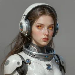 futuristic spacesuit woman portrait, sci-fi, amber eyes, face, long hair, fantasy, intricate, elegant, highly detailed, digital painting, artstation, concept art, smooth, sharp focus, illustration, art by artgerm and greg rutkowski and alphonse mucha