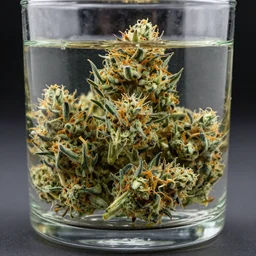 a bong packed to the brim with beautiful light green bud, crystal clear water biome inside the glass, realistic