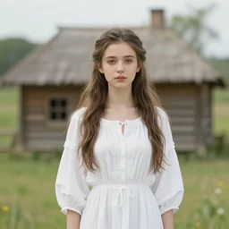 portrait of girl dressed in white clothes countryside country style country house fantasy character portrait