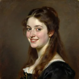 a portrait of a beautiful young english noblewoman with rose brown hair smiling at a face side angle, philip de laszlo, oil painting, royal portrait, 1 9 2 5, oil on canvas, smooth, highly detailed, sharp, vintage painting