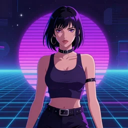 woman, synthwave, retrowave, digital art, artstation