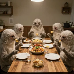 martians eating dinner photorealistic