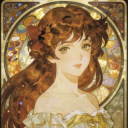 character from touhou, portrait by alphonse mucha, anime girl, beautiful, cute, serene