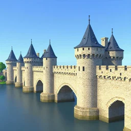 long castle bridge, in pixel, high resolution, unreal