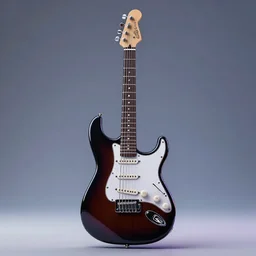 a realistic design render of an electric guitar. cyberpunk