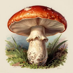 Lenin mushroom head!!!, made by Wenceslas Hollar and Ernst Haeckel in vintage Victorian England colourised print style with saturated colours