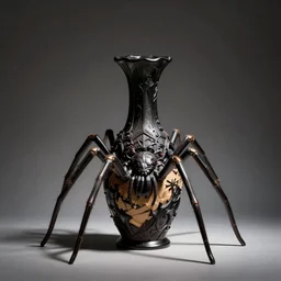 gothic vase, pot, jug in the shape of black widow spider. karl blossfeldt, salvador dali