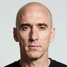 portrait of bald nicolas cage neutral expression face straight on headshot even lighting no hair, trending on artstation