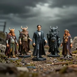 miniature figurines of lovecraft's elder gods, detailed, tilt shift, product photography