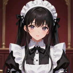 beautiful illustration of anime maid, stunning and rich detail, pretty face and eyes. Trending on pixiv, gothic style