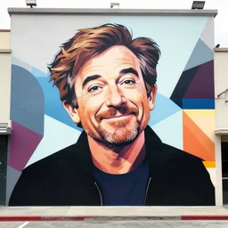robin williams x disney street art mural by sachin teng x supreme : 1 high contrast, hard edges, matte painting, geometric shapes, disney, masterpiece : 1