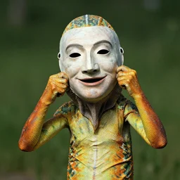 a lizard person pulling off his Mark Zuckerberg face mask