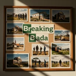 Image-filled evidence board for the breaking bad conspiracy