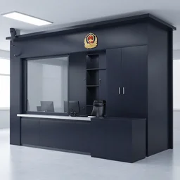 a dark security office ( photo - realistic )