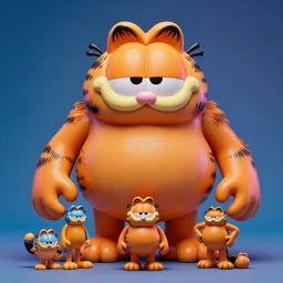 hyperrealistic rendering, fat smooth cronenberg flesh monster garfield by donato giancola and greg rutkowski and wayne barlow and zdzisław beksinski, eyeballs, product photography, action figure, sofubi, studio lighting, colored gels, colored background